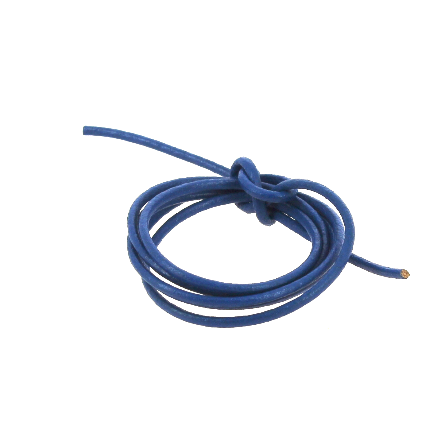 LACET CUIR ROND BLEU ELECTRIQUE