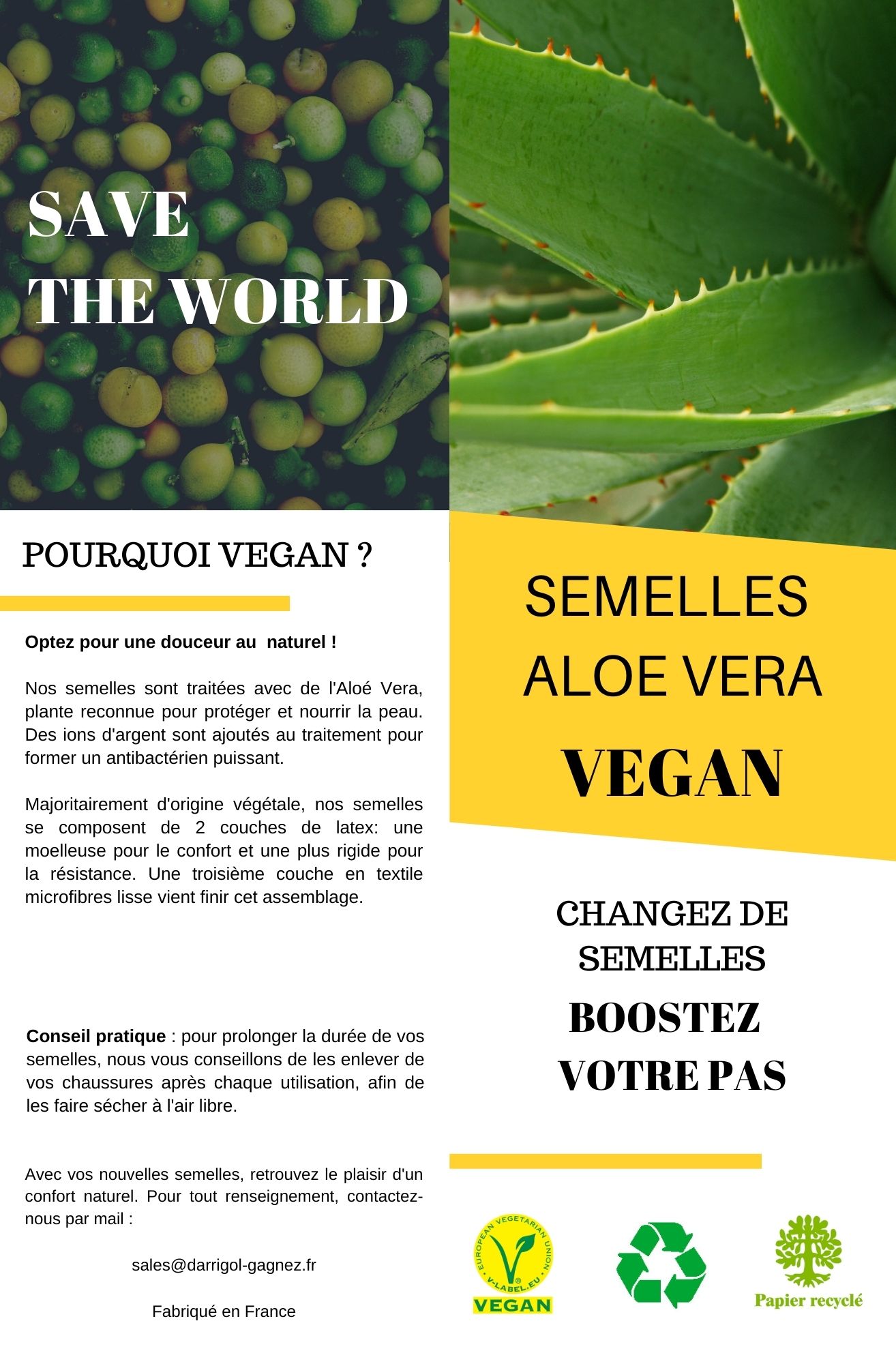 SEMELLE CHAUSSURE VEGAN ALOE VERA